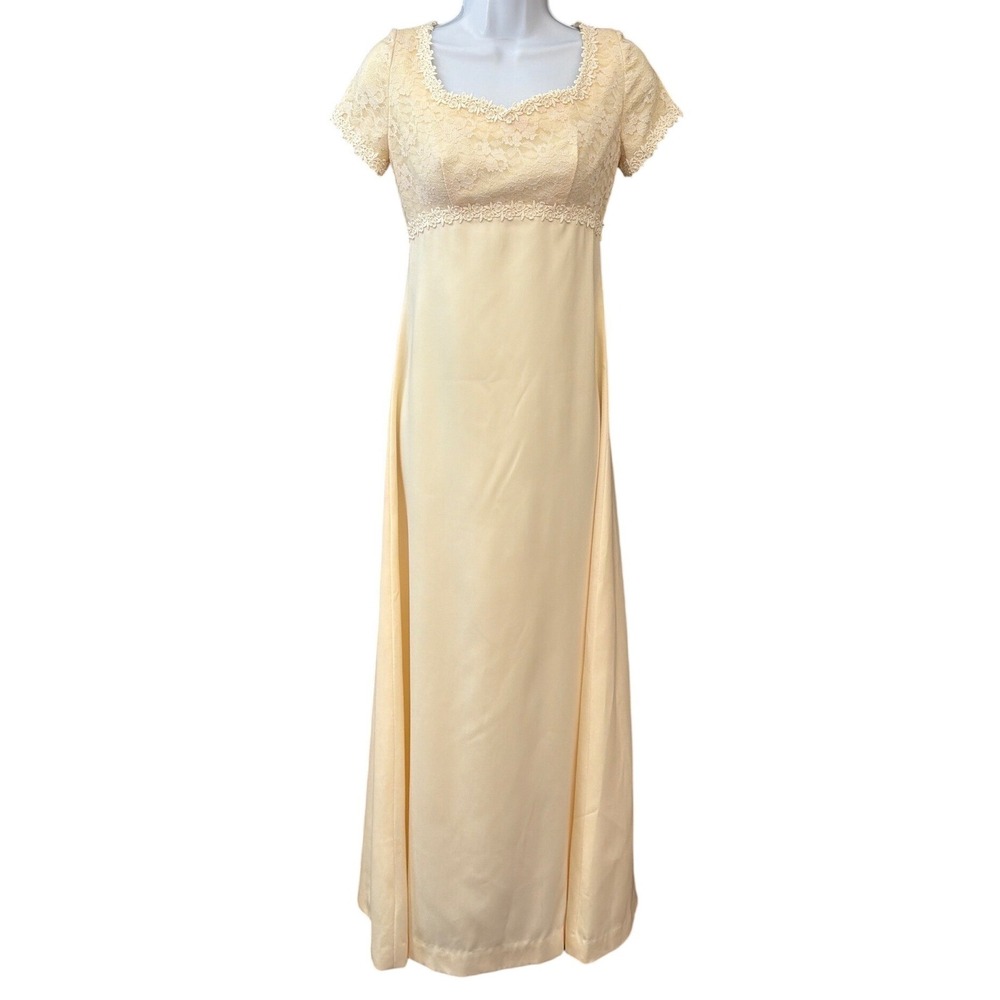 Vintage 60's 70's Empire Waist Maxi Dress Regencycore Romantic Ethereal Prom